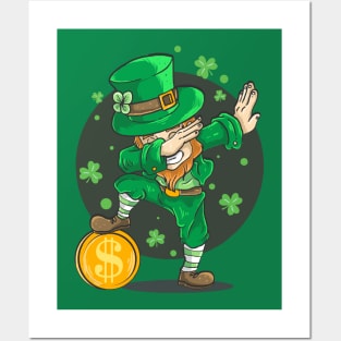 St. Patrick's Day Dabbing Leprechaun Posters and Art